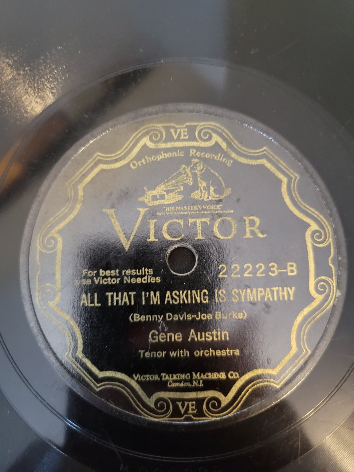 Gene Austin - Fate Is In Your Hands 10" 78 RPM Record Victor VE Jazz