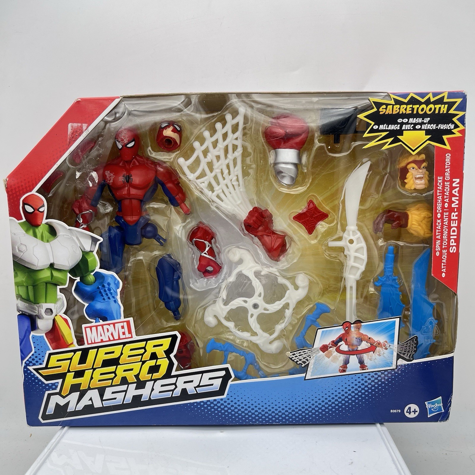 Marvel Super Hero Mashers Spider-Man Spin Attack Sabretooth Hasbro