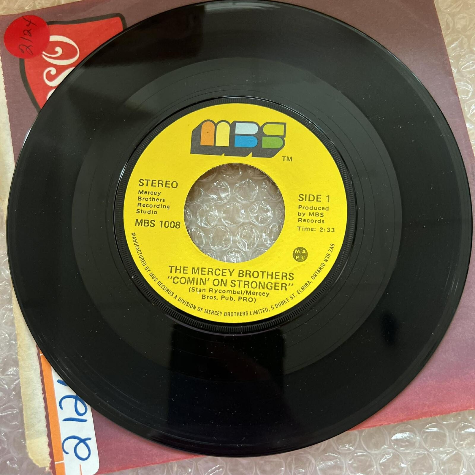 The Mercey Brothers - Fancy Cars and Late Night Bars 45rpm VG+ R76