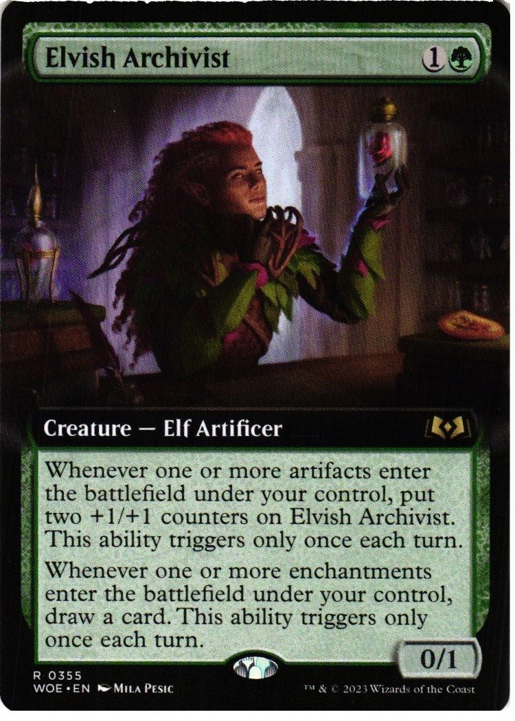 Elvish Archivist (Extended Art) 355 R Wilds of Eldraine quasi nuovo MTG
