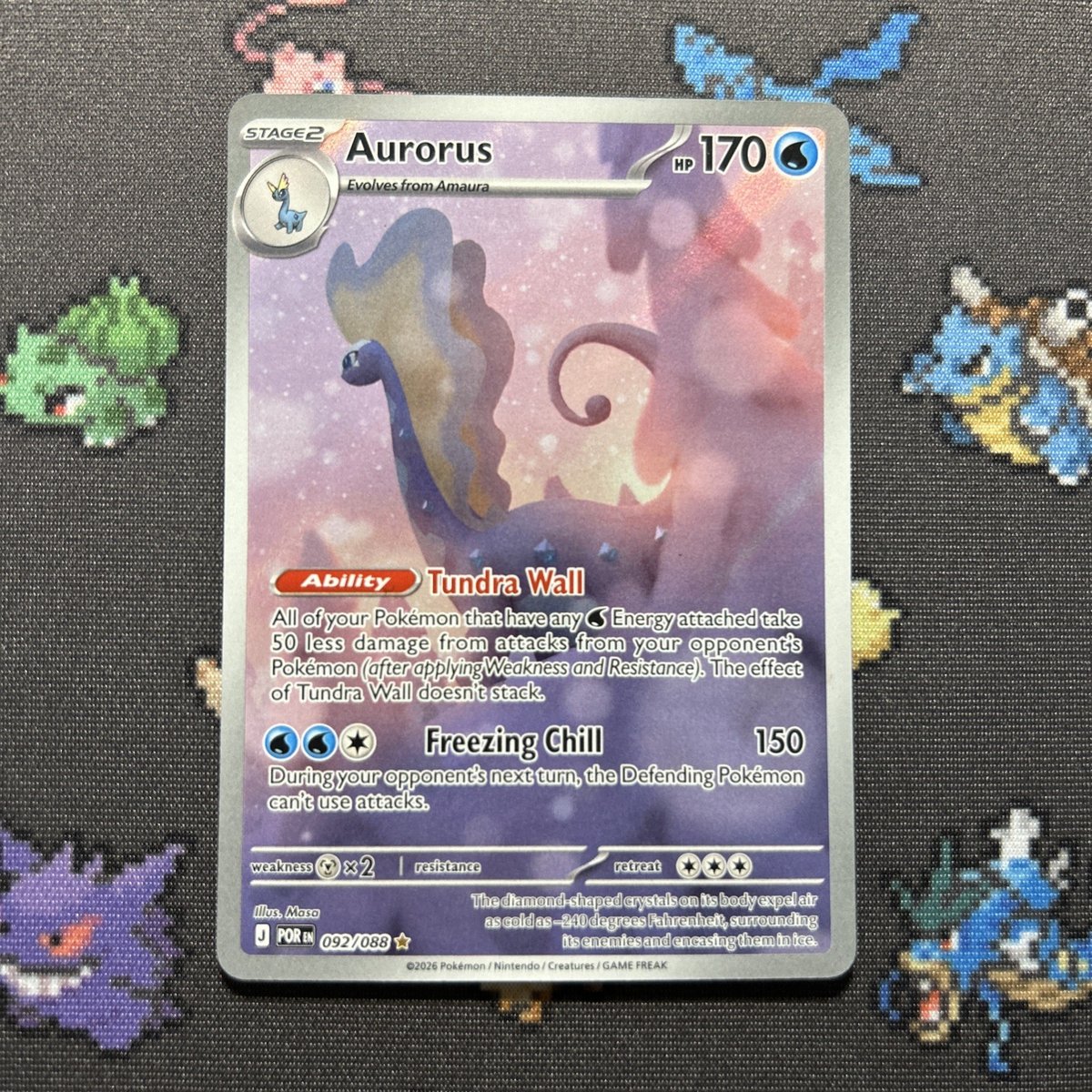 Aurorus 092/088 NM -Illustrazione Carta Pokemon Rara - Ordine Perfetto (4k)