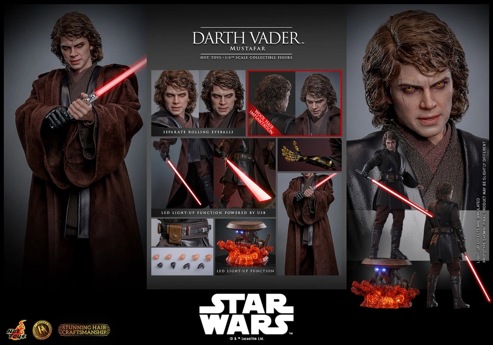 Hot Toys DX49AE Anakin Skywalker Darth Vader Mustafar Edizione Artigianale Esclusiva