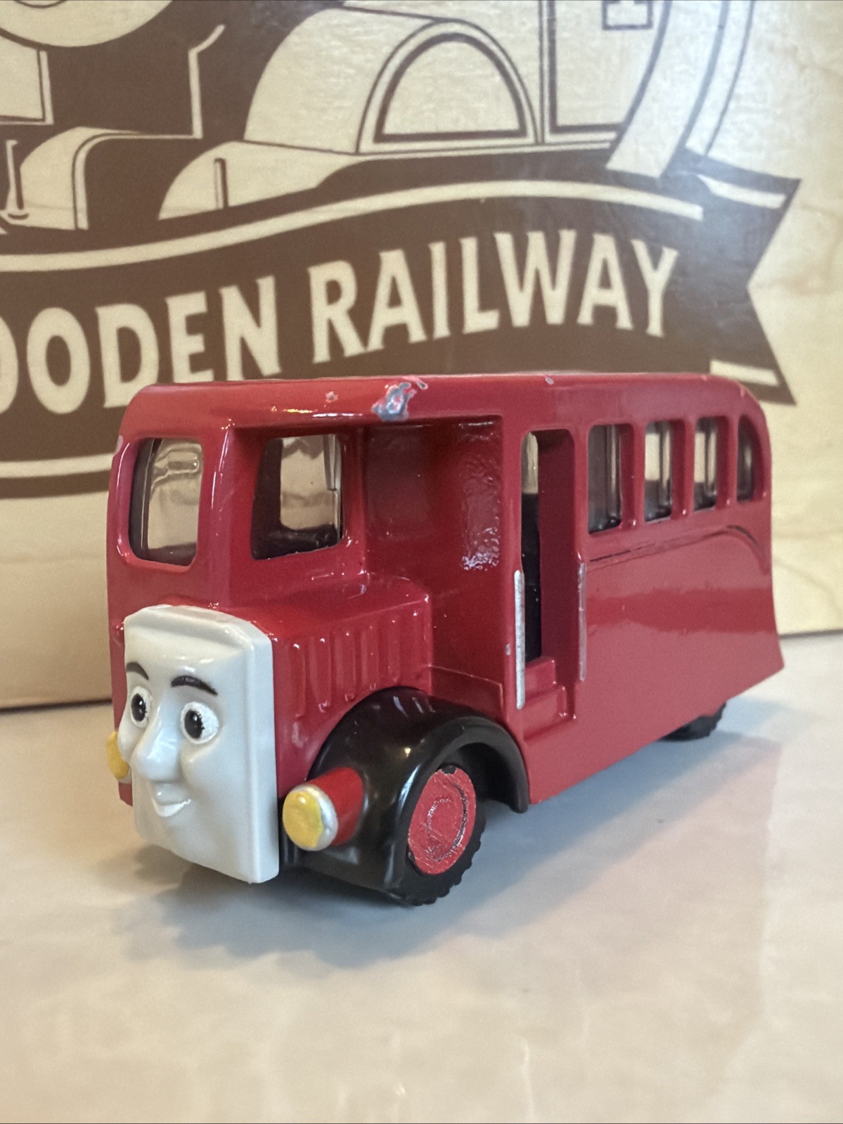 BERTIE BUS! THOMAS FRIENDS TRAIN pressofuso 2012 TAKE N PLAY LONG ~ indossato ~