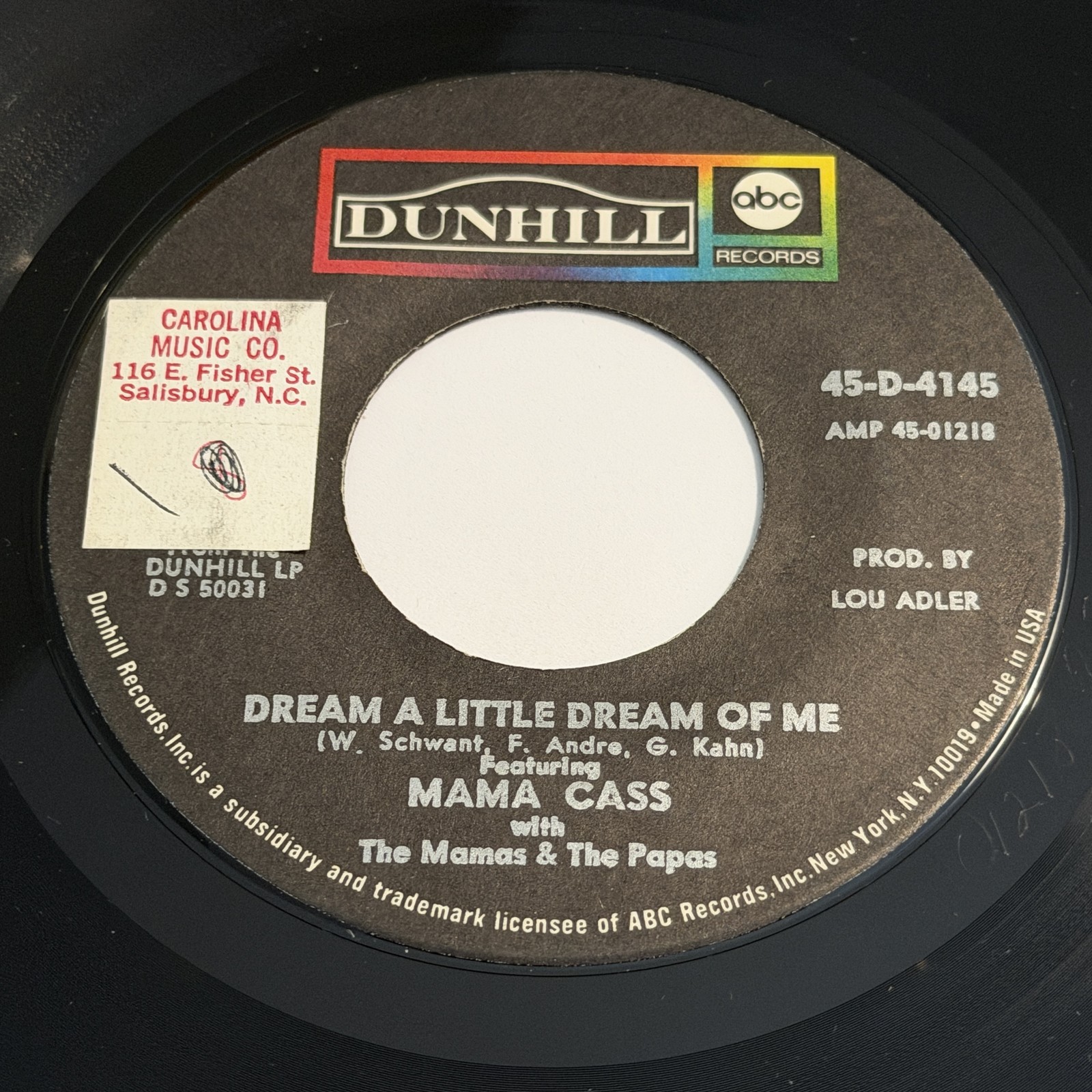 Mama Cass: Dream A Little Dream Of Me / Midnight Voyage 45 - Dunhill