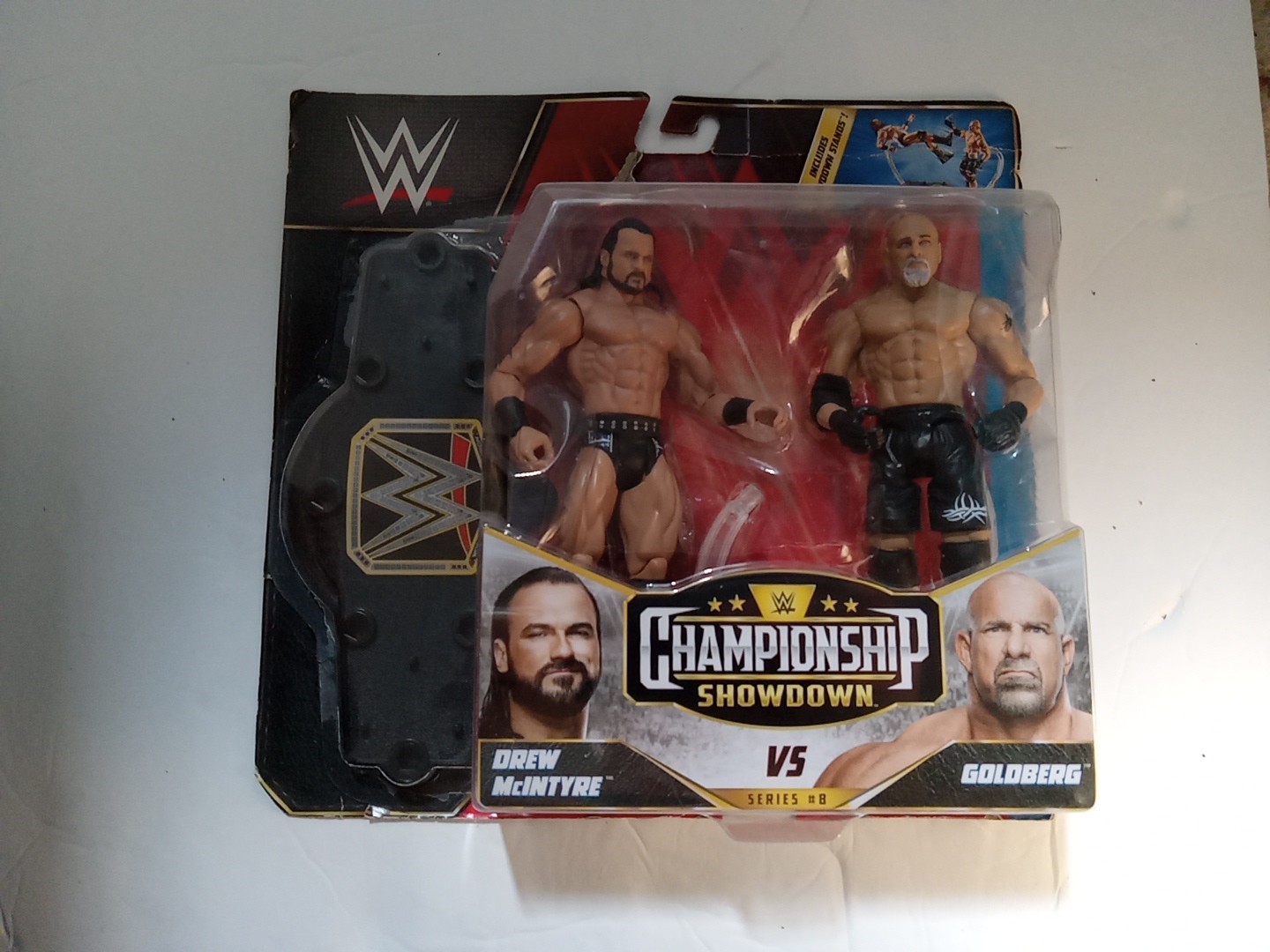 ACTION FIGURE Drew Mcintyre Vs Goldberg Championship Showdown Series 8 WWE NUOVO