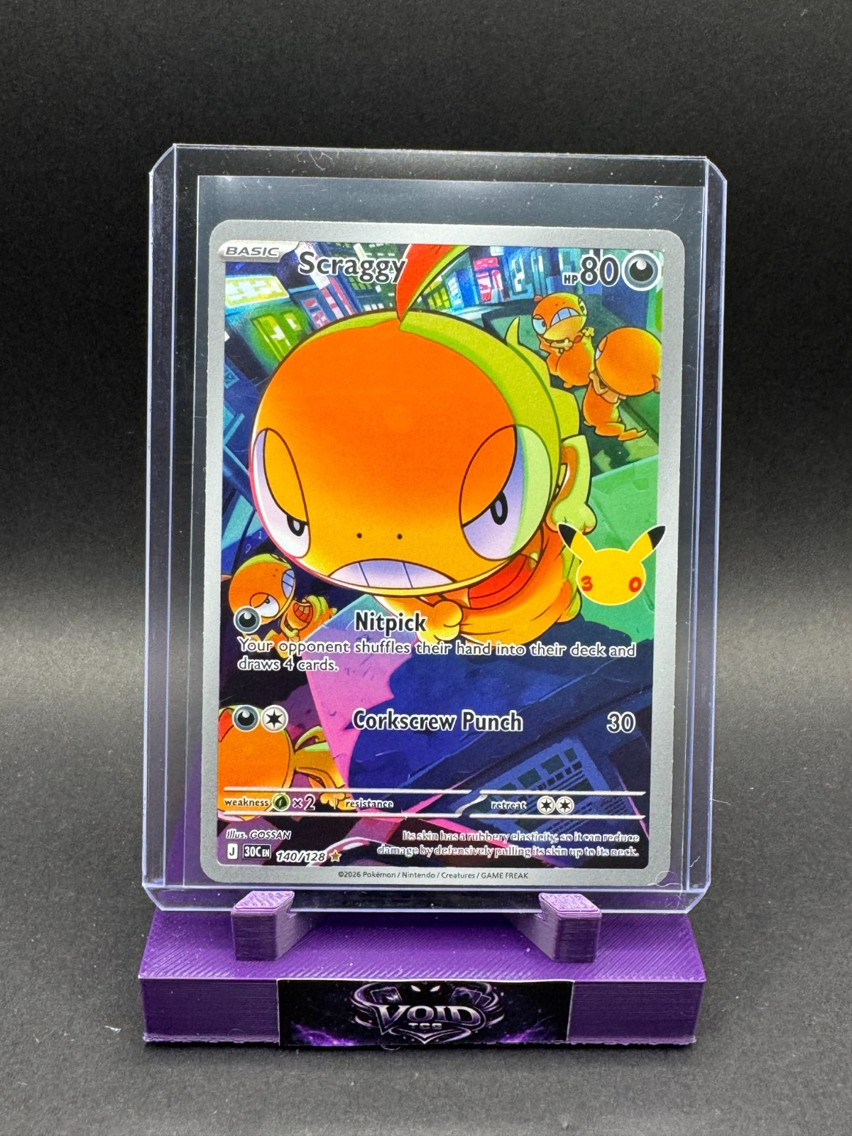 Scraggy Pokemon 30th Celebration 140/128 Illustration Rare Full Art NM GOSSAN