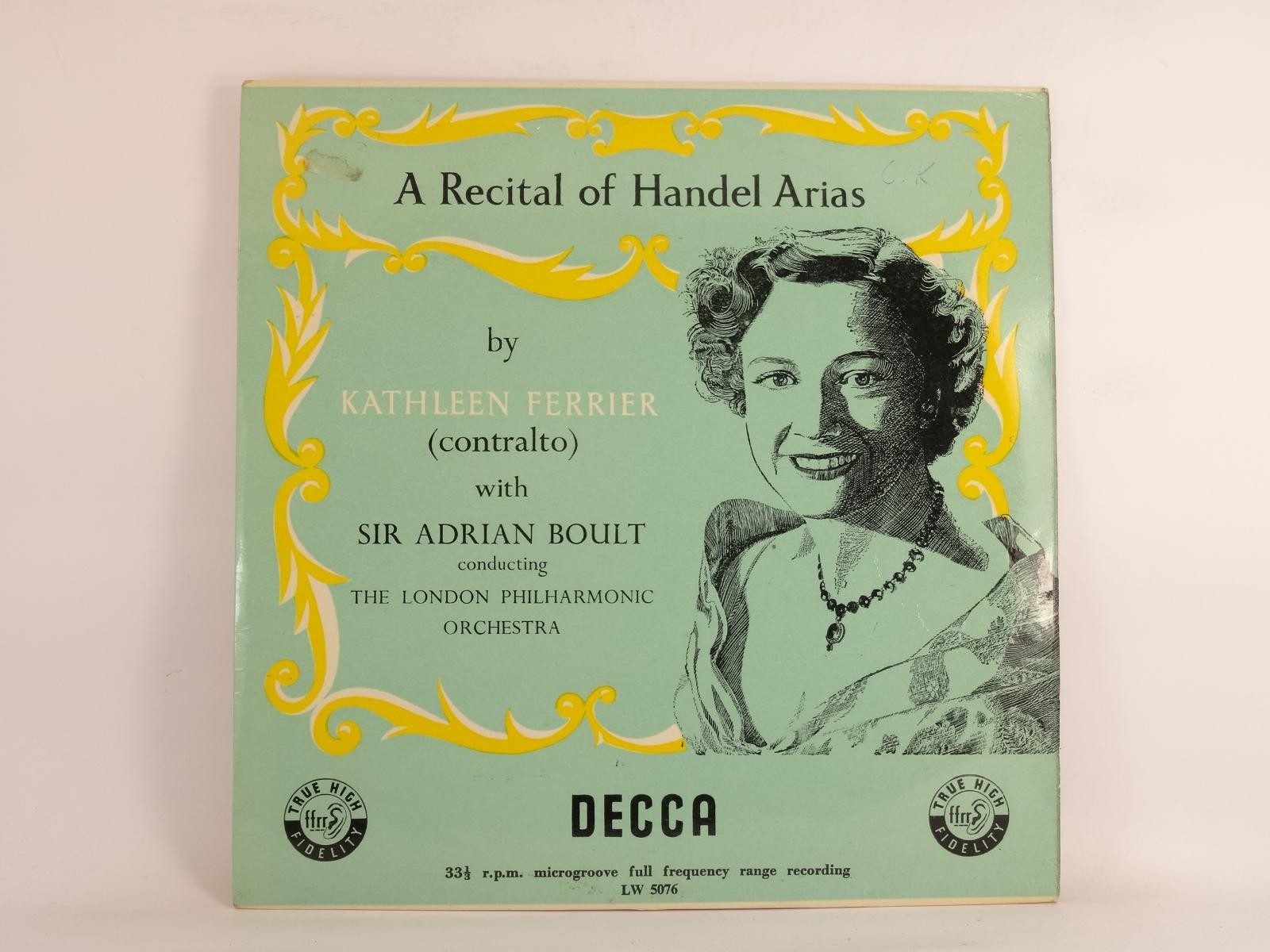KATHLEEN FERRIER A RECITAL OF HANDEL ARIAS (183) 4 Track Promo 10" Single includ