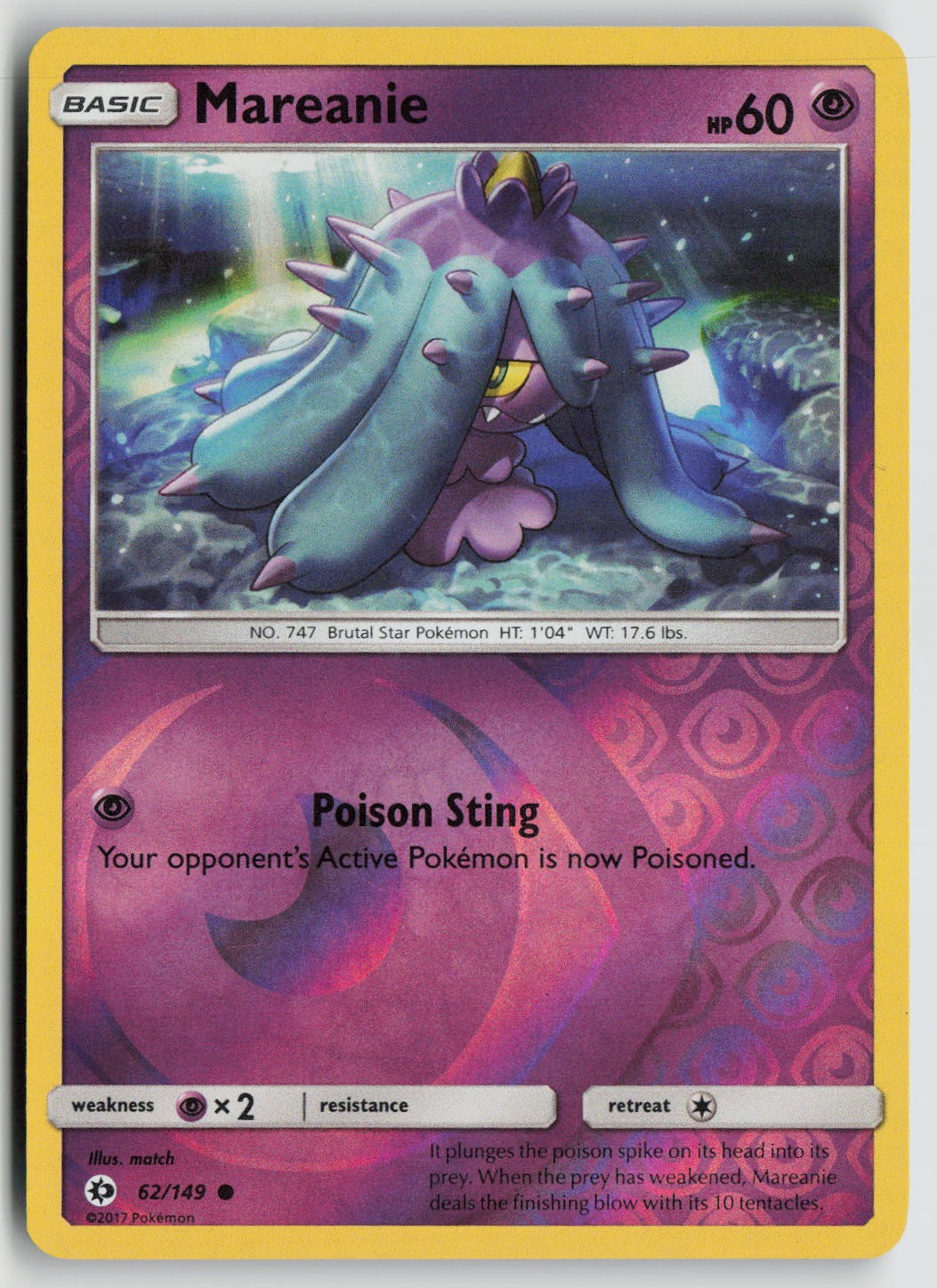 Mareanie SM Base Set 62/149 Reverse Holo NM