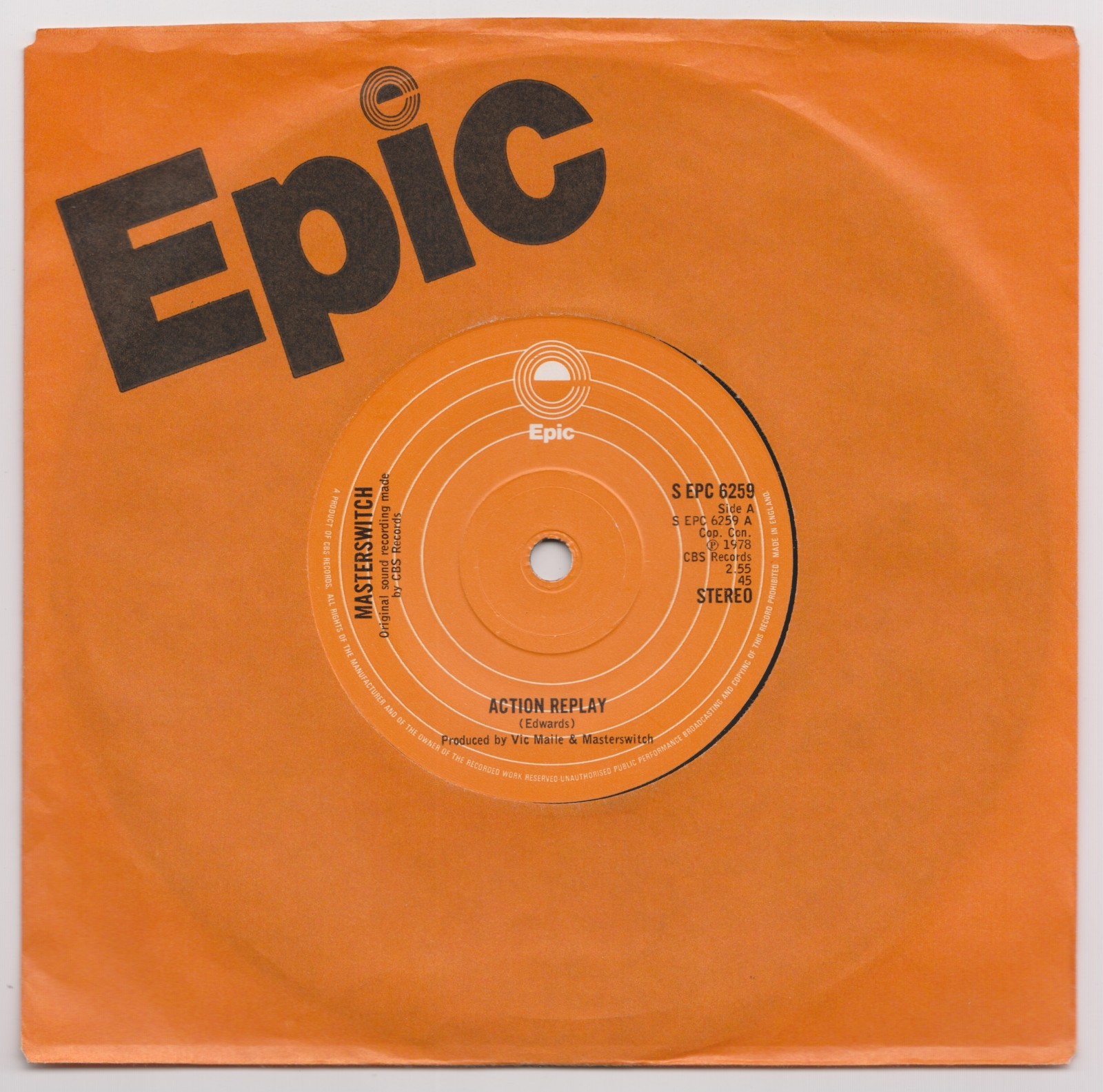 Masterswitch - 'Action Replay' - original 1978 7" - NM