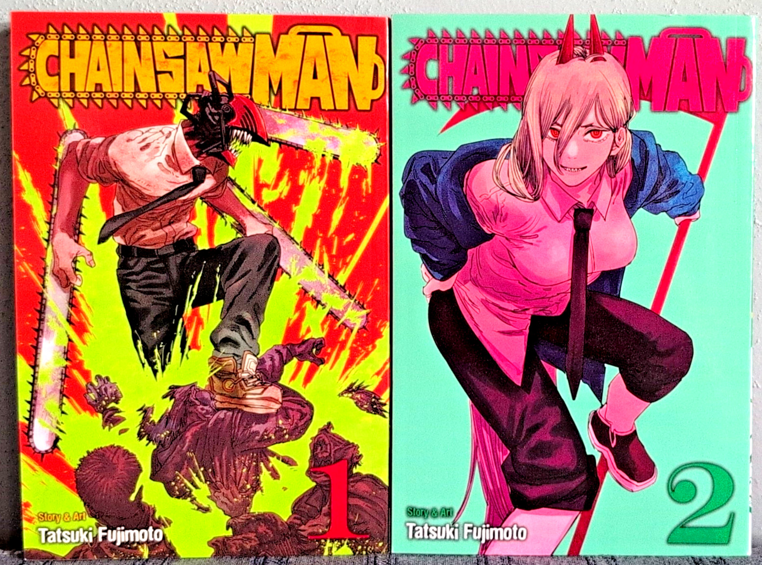 Lotto manga Chainsaw Man Vol 1-2, Tatsuki Fujimoto, Shonen Jump Viz Media