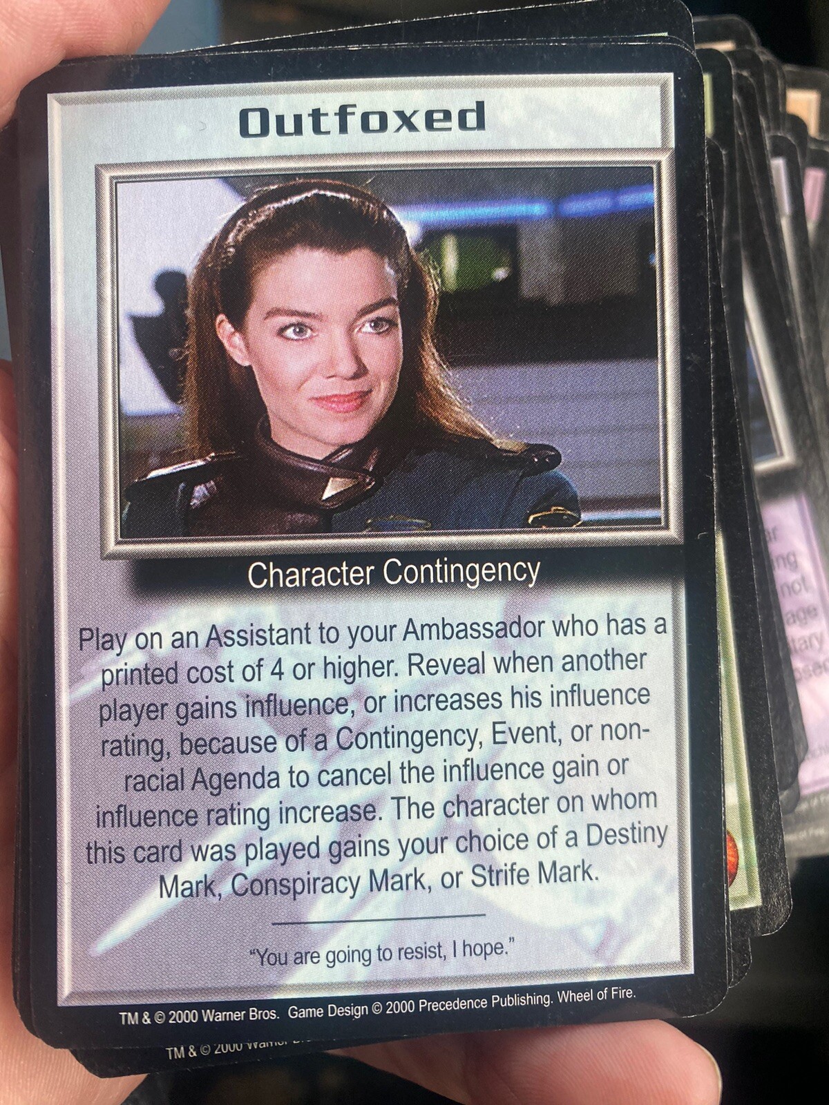 OUTFOXED WHEEL OF FIRE 2000 BABYLON 5 CCG COLLECTORS CARD NEAR MINT UNPLAYED