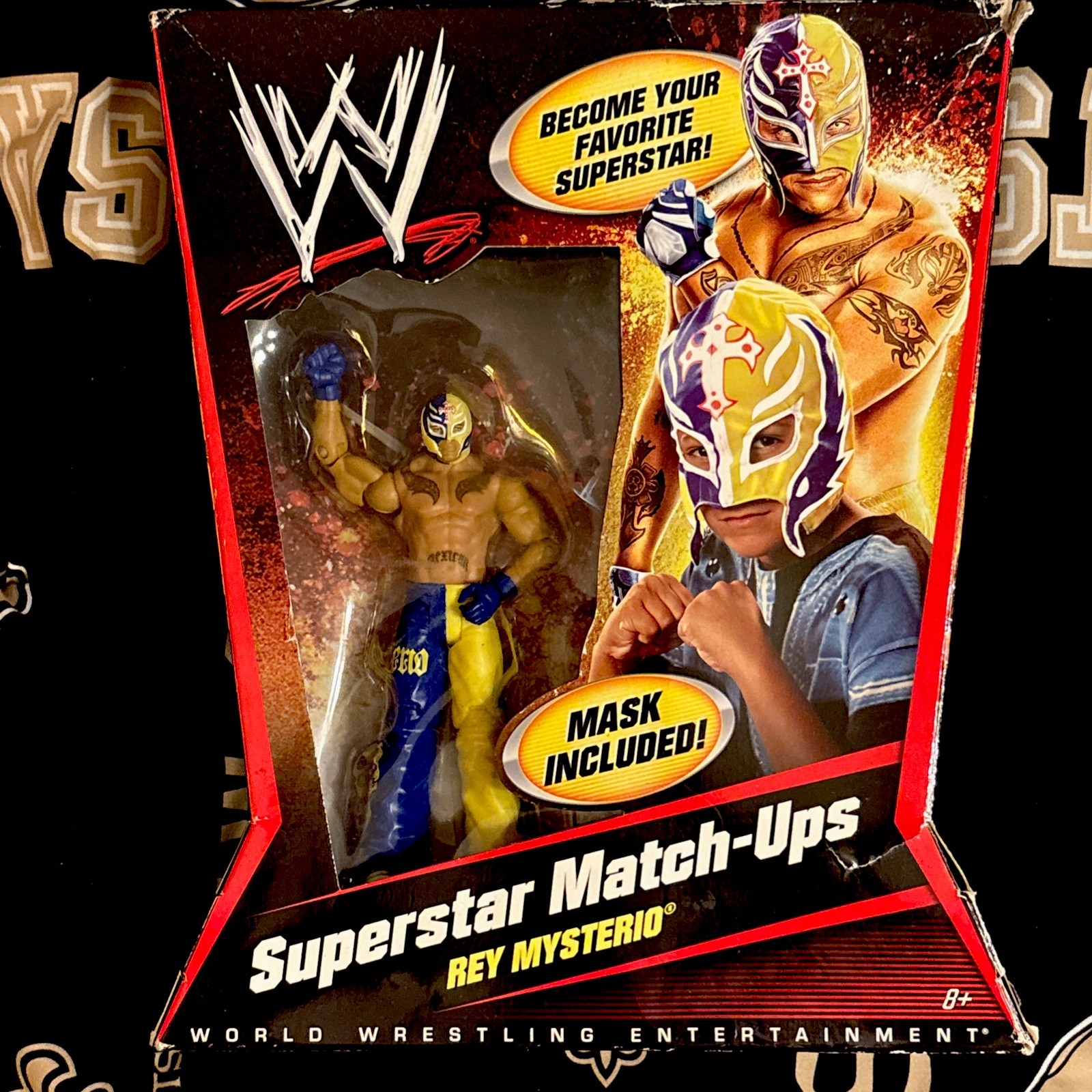 RARA FIGURINA REY MYSTERIO SUPERSTAR MatchUps 2010 1a edizione NUOVA NUOVA SENZA MASCHERA WWE W@W