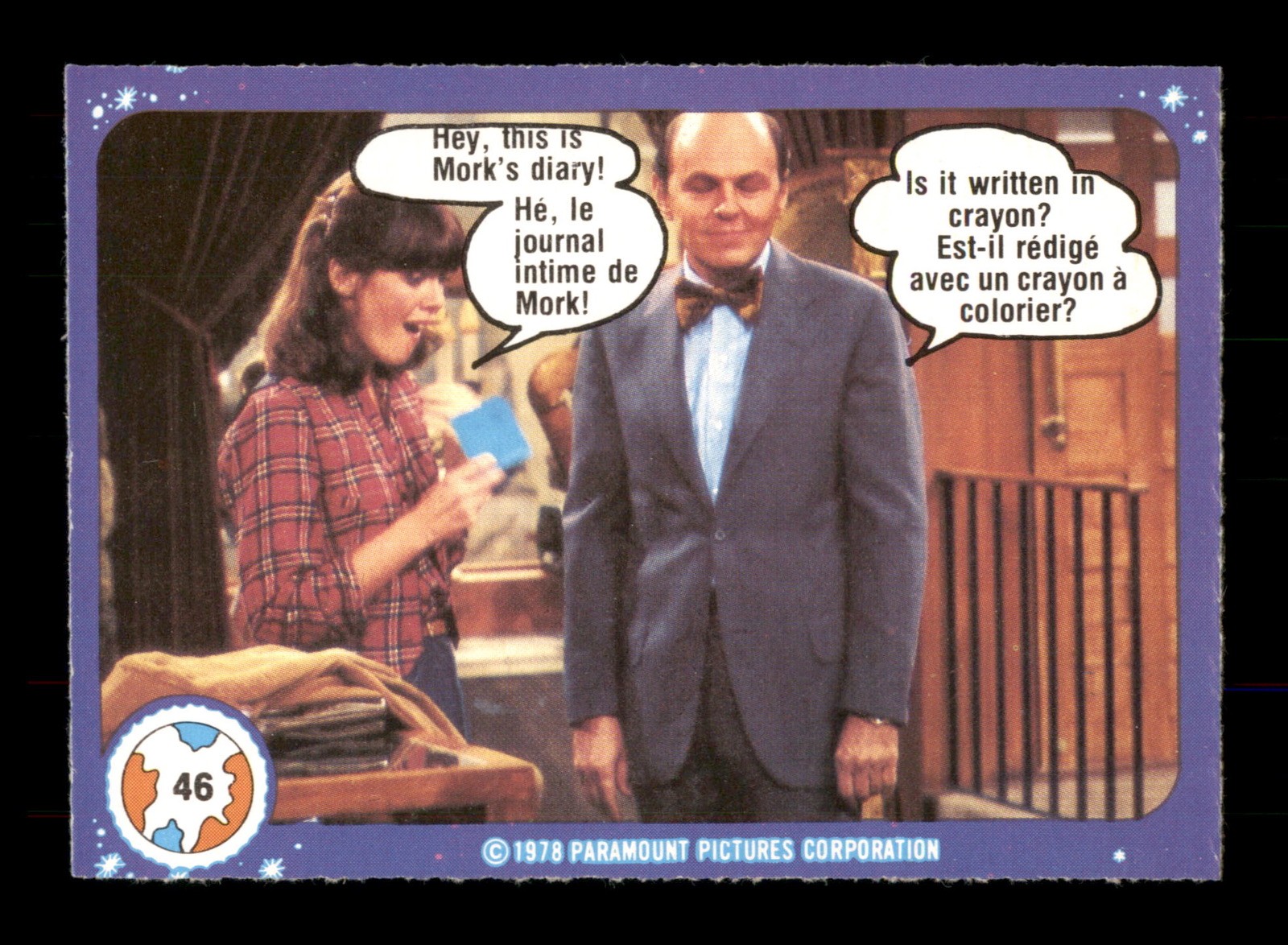 "Ehi, questo è il diario di Mork!" 46 Mork & Mindy Topps 1978 Trading Card TCG CCG