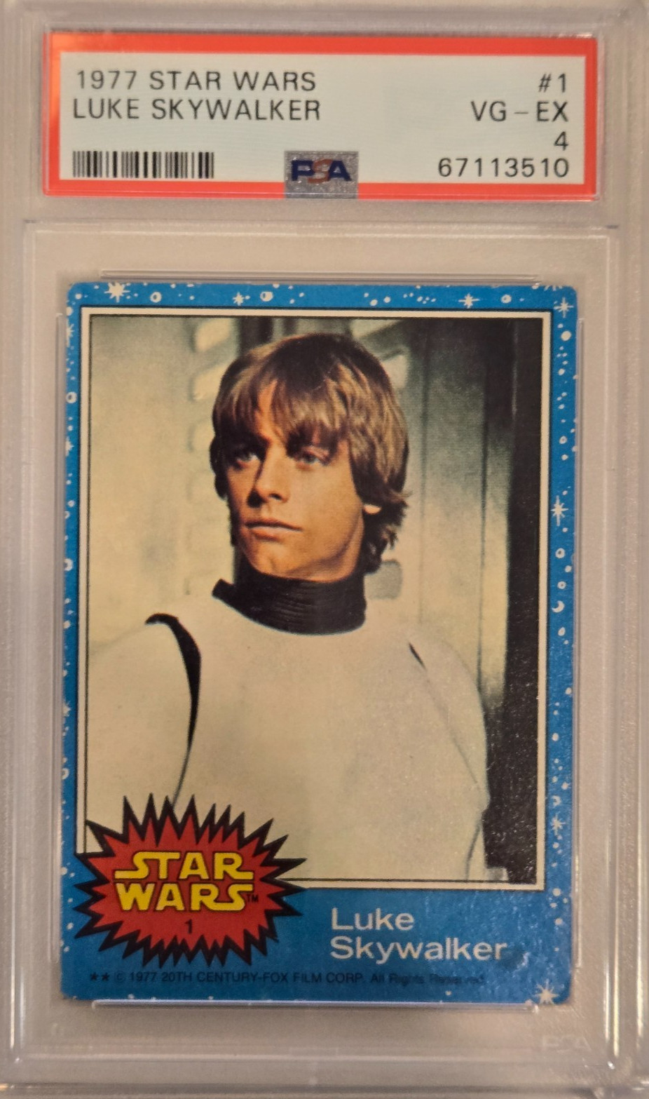 1977 TOPPS STAR WARS #1 LUKE SKYWALKER PSA 4 VG-EX ROOKIE RC