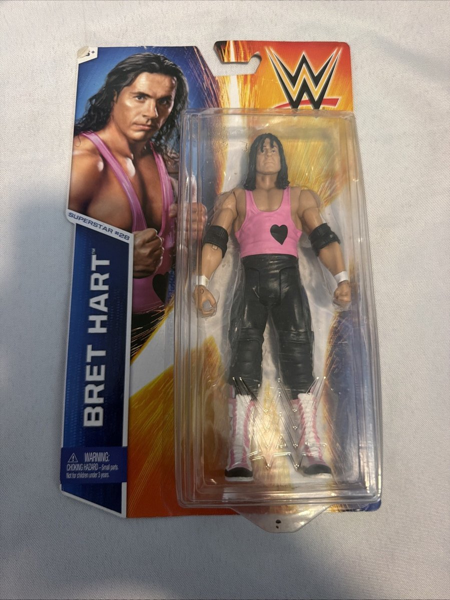 Figurina BRET HART SUPERSTAR 28 BASIC WWE WRESTLING nuova (minori segni di usura della confezione)