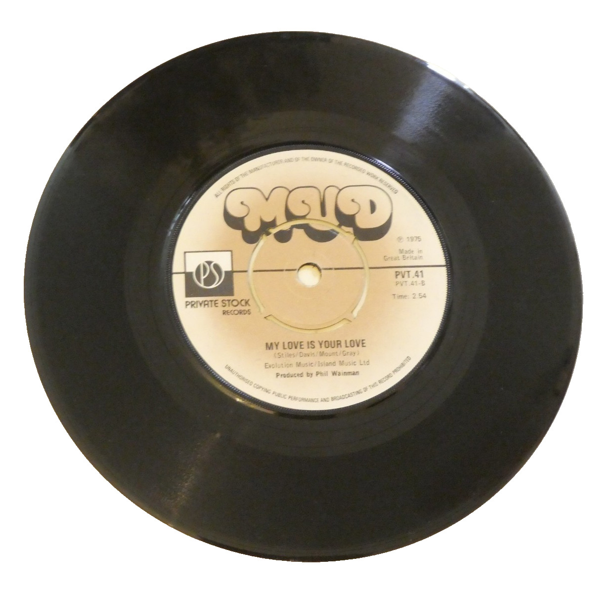 Mud - My Love Is Your Love / L L Lucy 45 RPM Vinyl Record VG 1975 PS