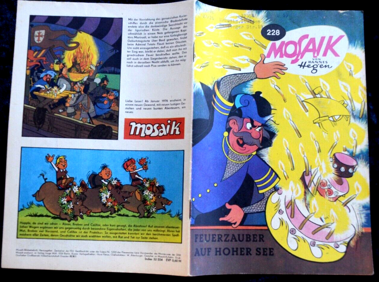 Originale MOSAIK Hannes Hegen Nr. 228 Incantesimo Di Fuoco Su Alta Mare DDR