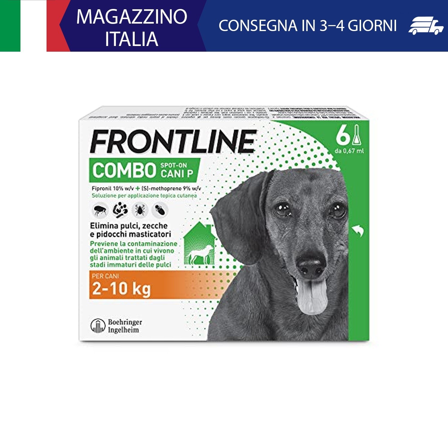 FRONTLINE Combo, 3+3 Pipette, Cane Taglia S (2-10 kg), Antiparassitario per Cani