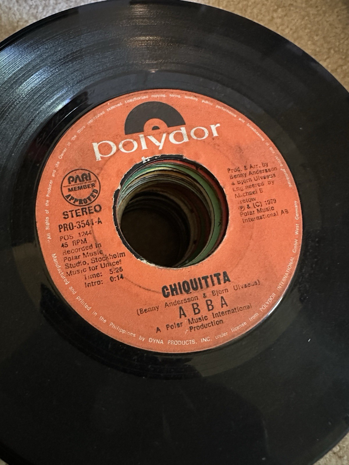Abba 45 rpm Philippines 7" Chiquitita