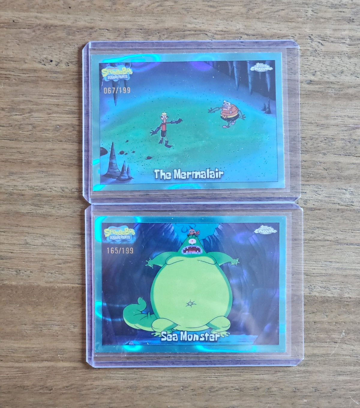 Topps 2025 SpongeBob Parallel Lot The Mermalair #166 Sea Monster #171-Aqua /199