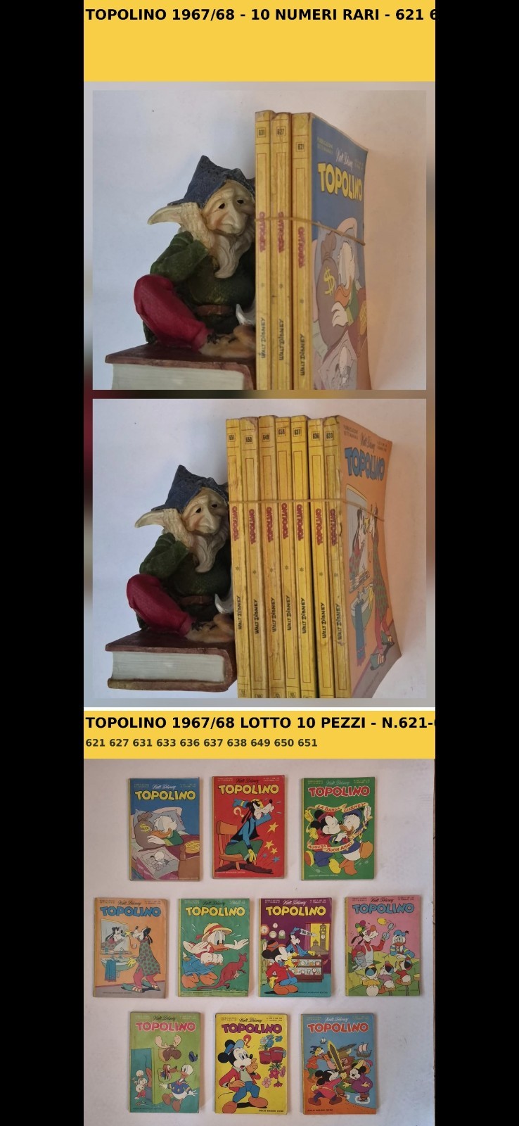 Lotto 10 TOPOLINO 1967 1968        N.621 627 631 633 636 637 638 649 650 651