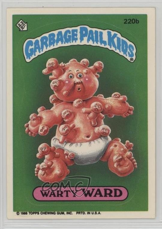 1986 Topps Garbage Pail Kids Series 6 Warty Ward #220b 7cz
