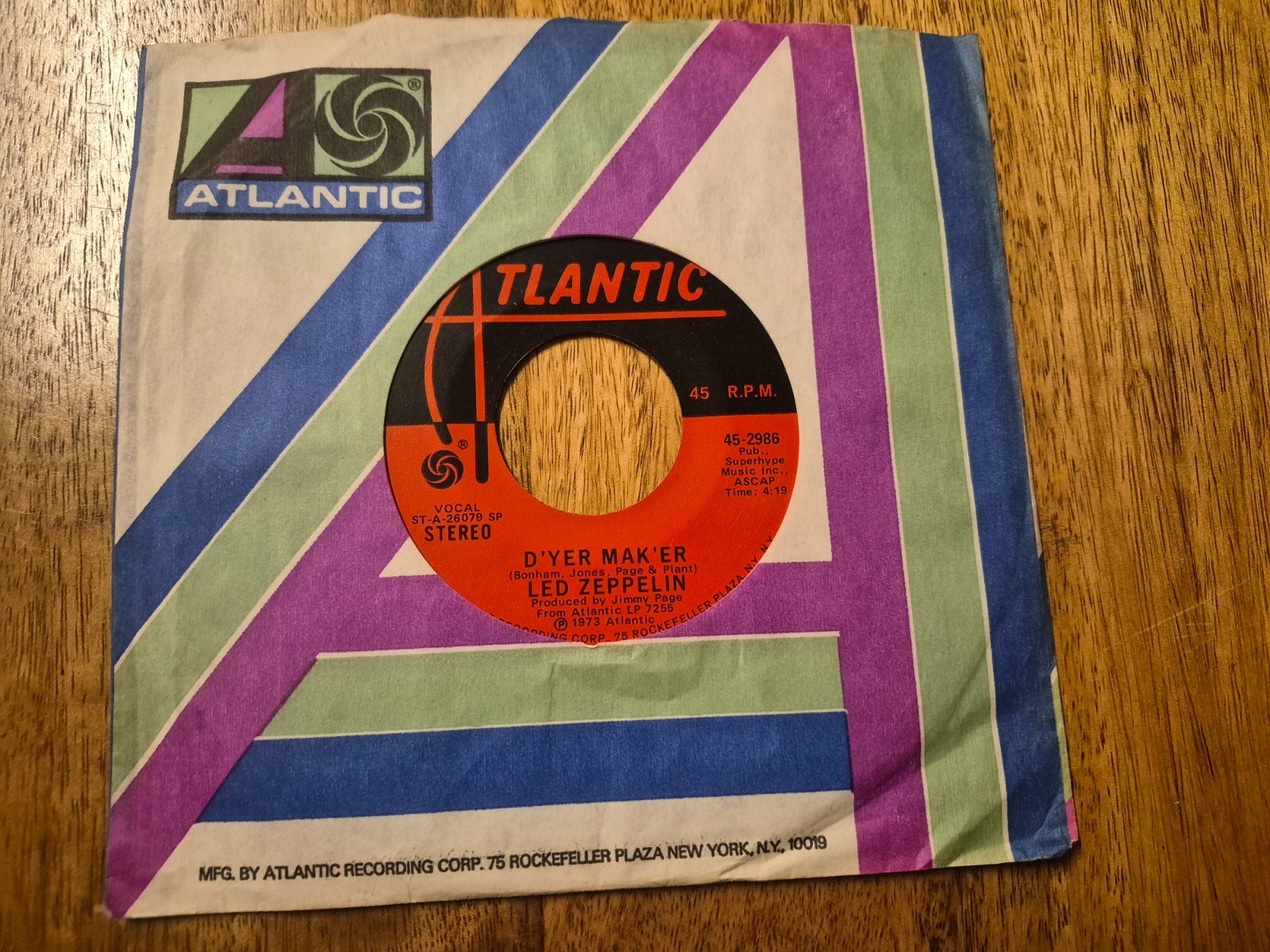 Led Zeppelin – D'yer Mak'er / The Crunge 1973 7” Atlantic – 45-2986 USA