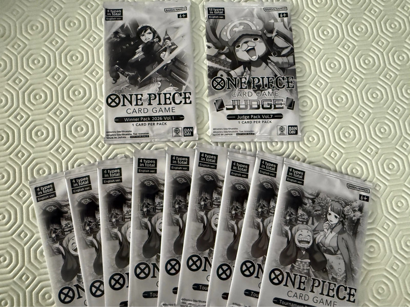 One Piece 1x Judge Pack Vol7 + 1x WinnerPack 2026 vol1 + 9x Tournament Pack 2026 vol1