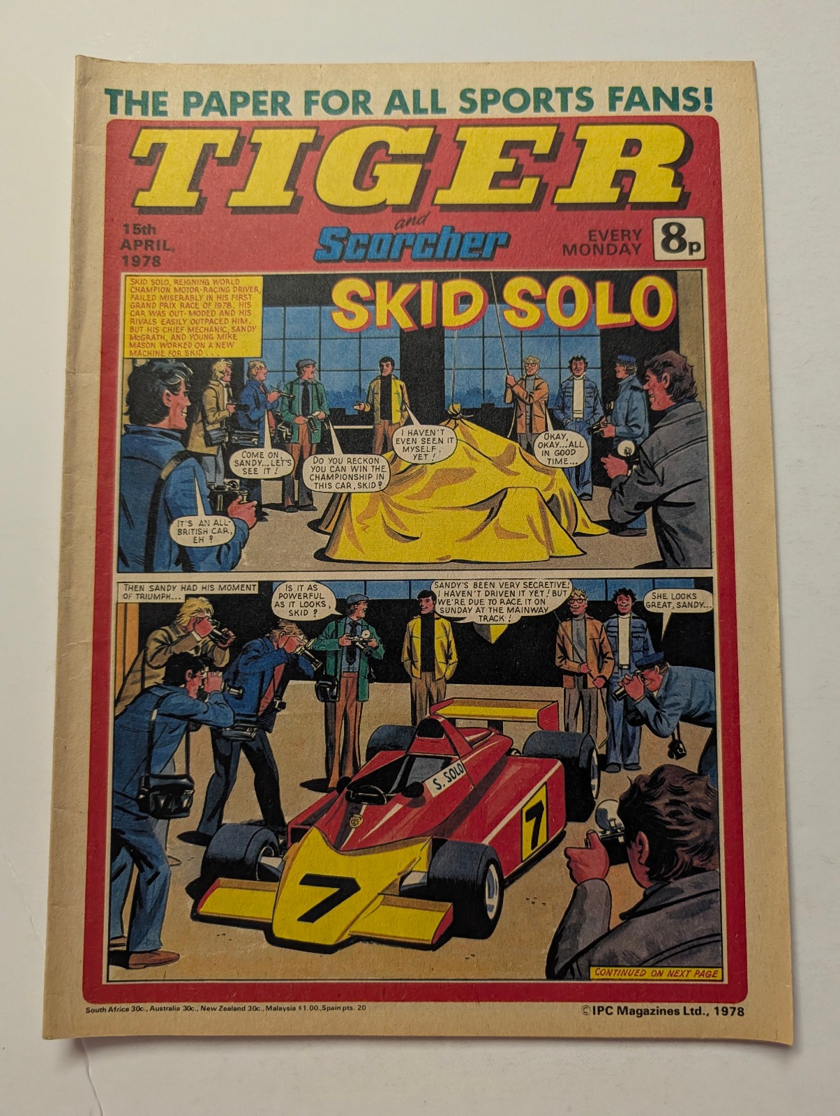 Tiger and Scorcher Comic 15th April 1978, IPC Magazines.