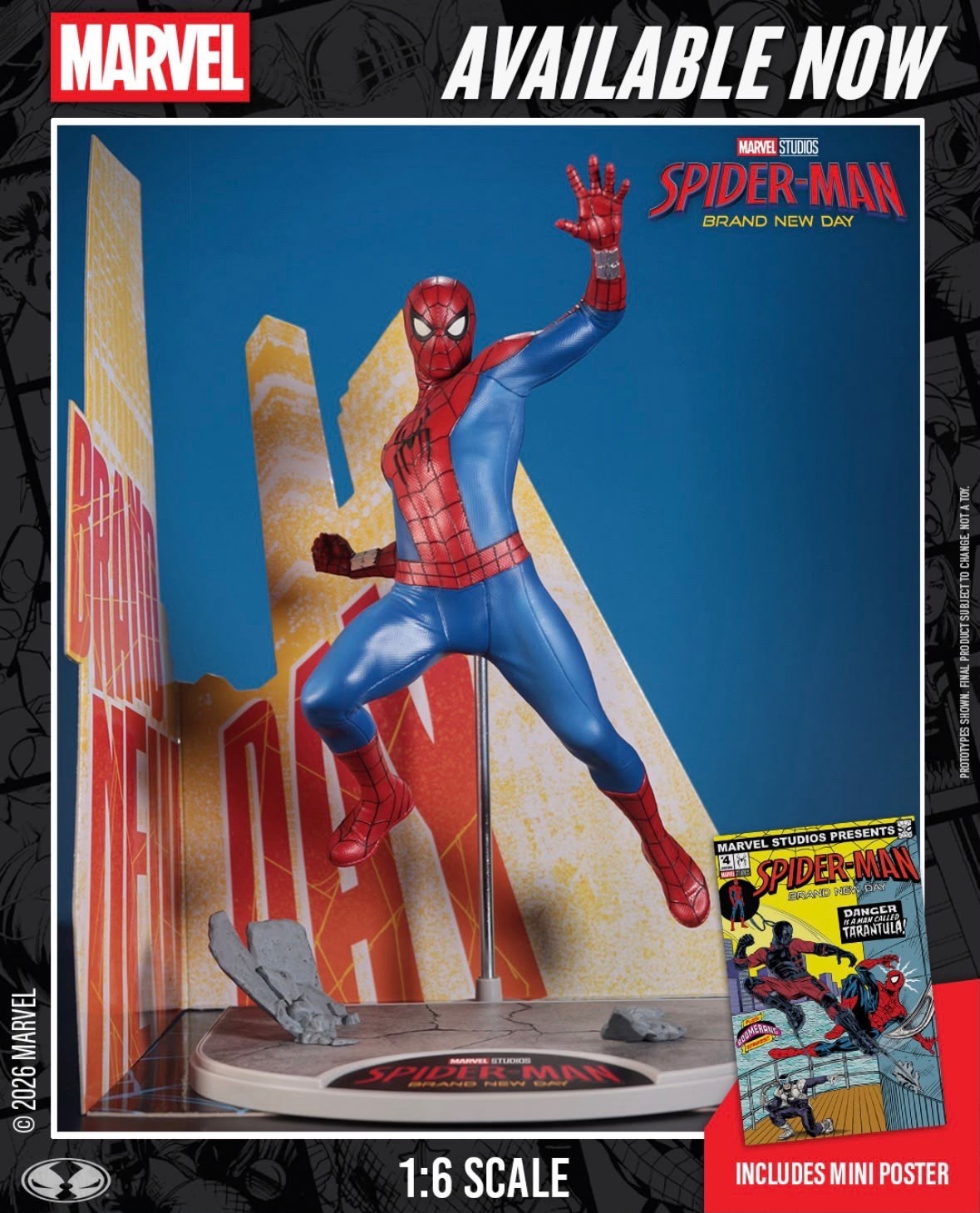 Marvel Spider-Man Brand New Day Action Figure 1:6 con Mini Poster 2026