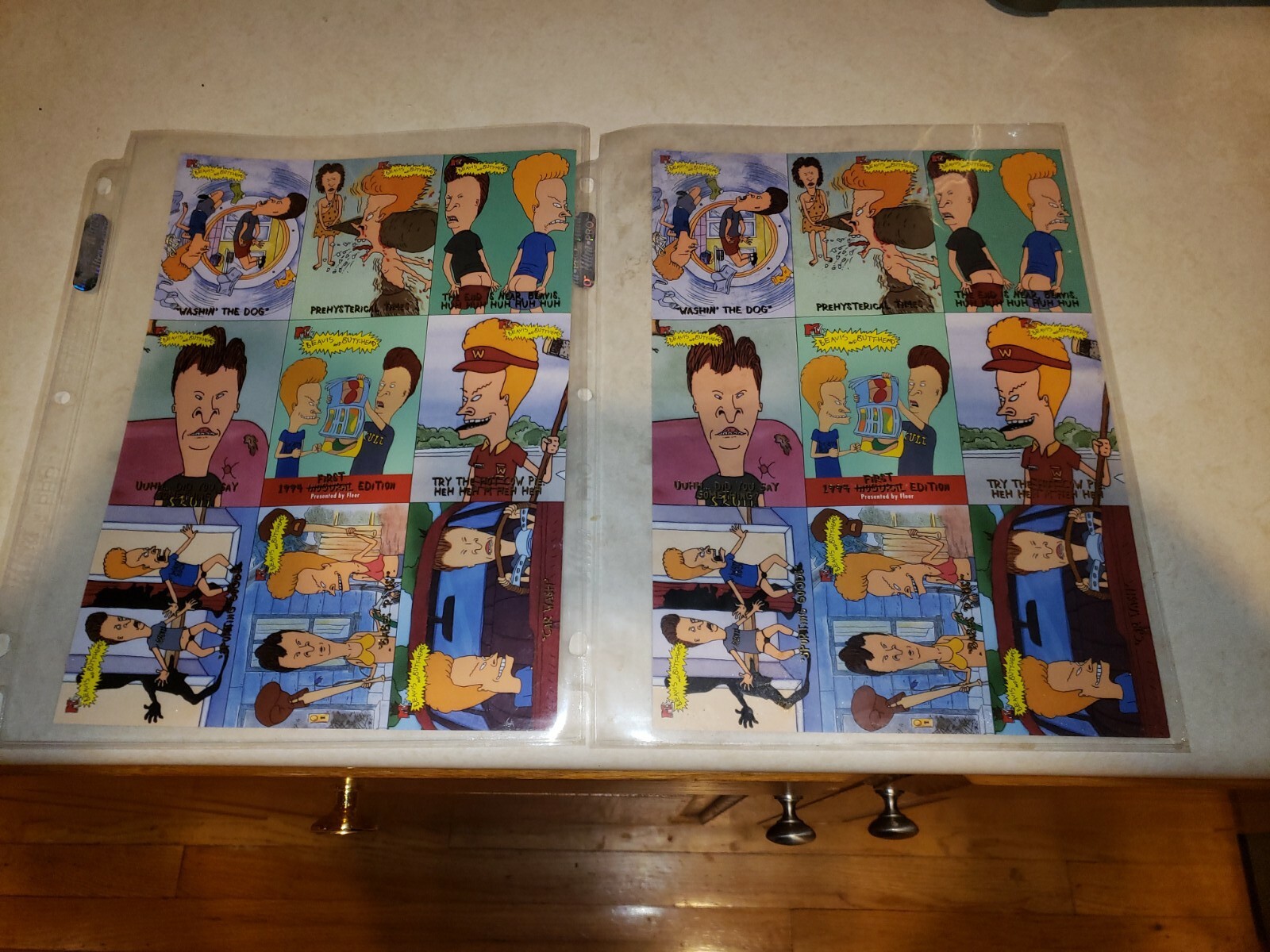 1994 Fleer Beavis and Butthead 2 Uncut 9-card Promo Sheets MTV Animation. 