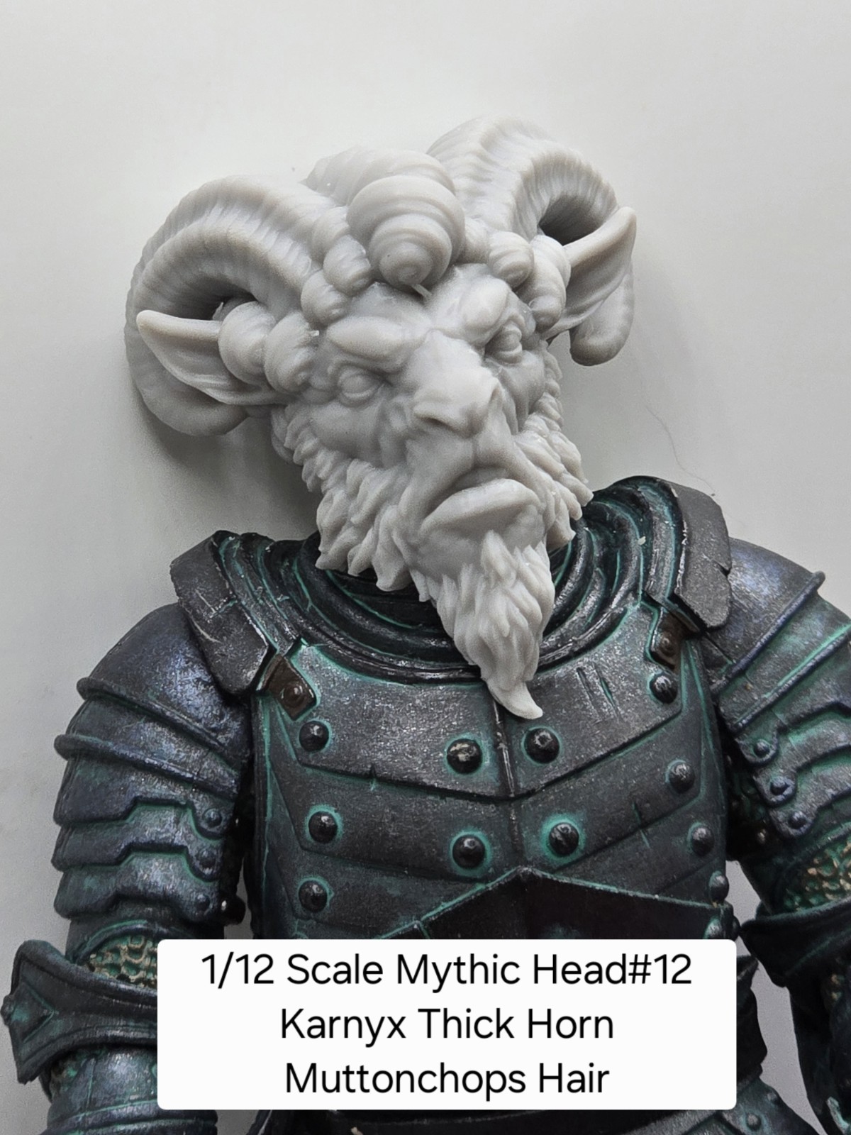 3d Printed KARNYX THICK HORN /HAIR HEAD#2  1.0  For Mythic Legions 1/12 Figure 