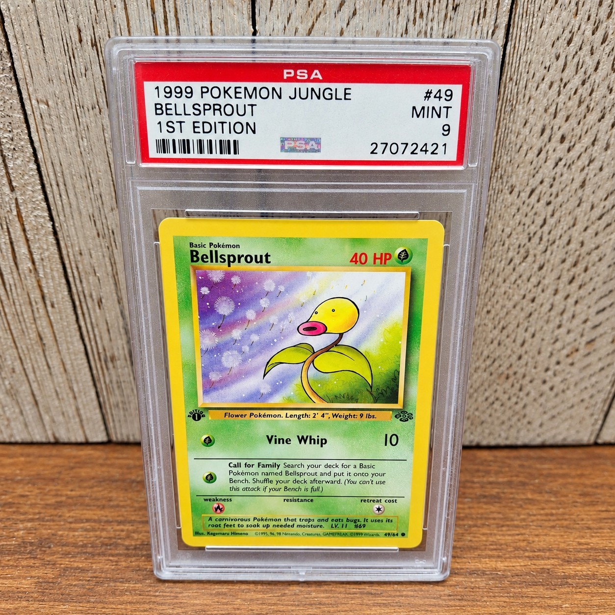1999 Pokemon Jungle Bellsprout #49 1st Edition PSA 9 Mint WOTC