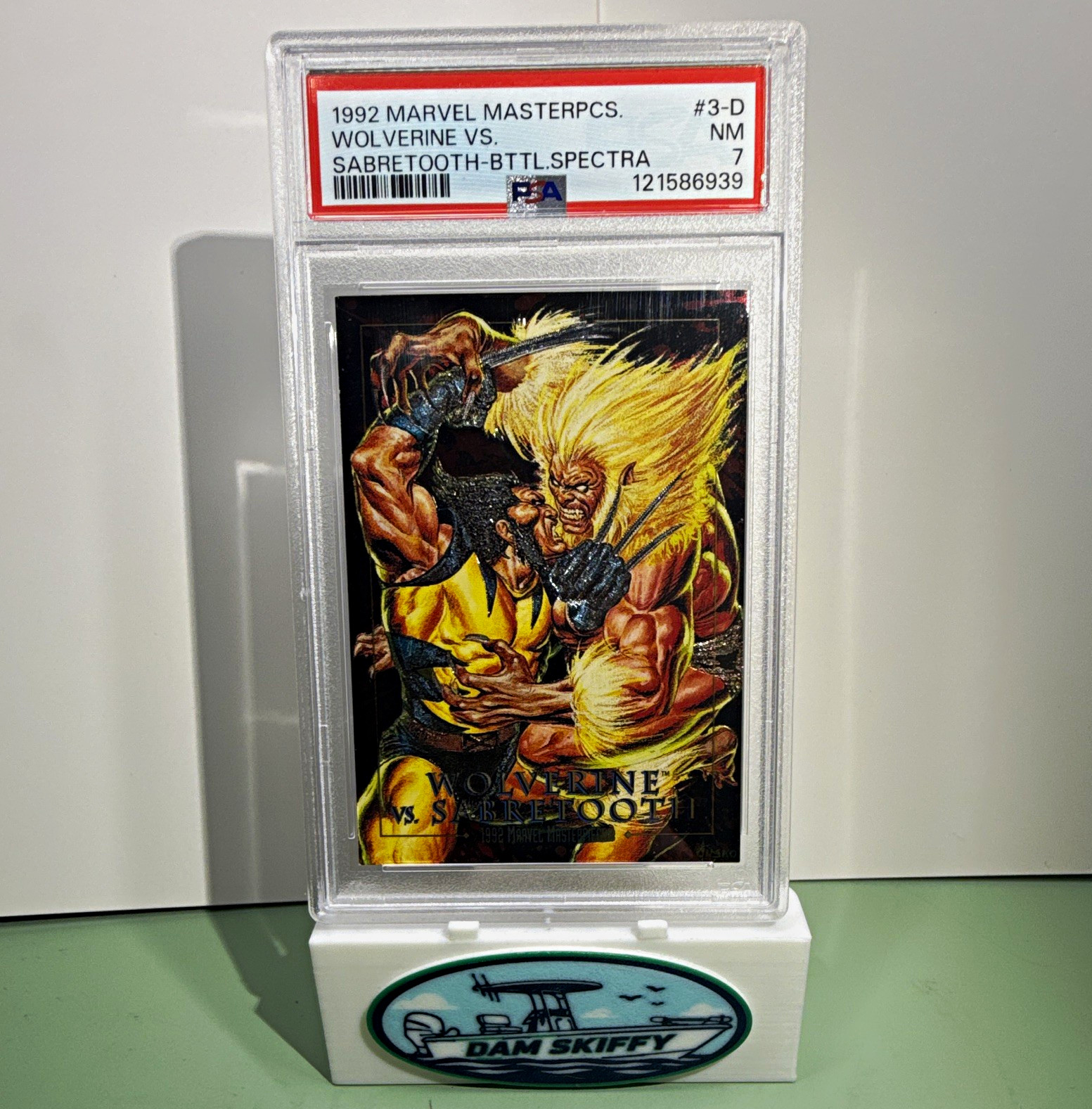 SKYBOX 1992 Marvel Masterpcs. #3-D Wolverine vs Sabretooth SPECTRA PSA 7
