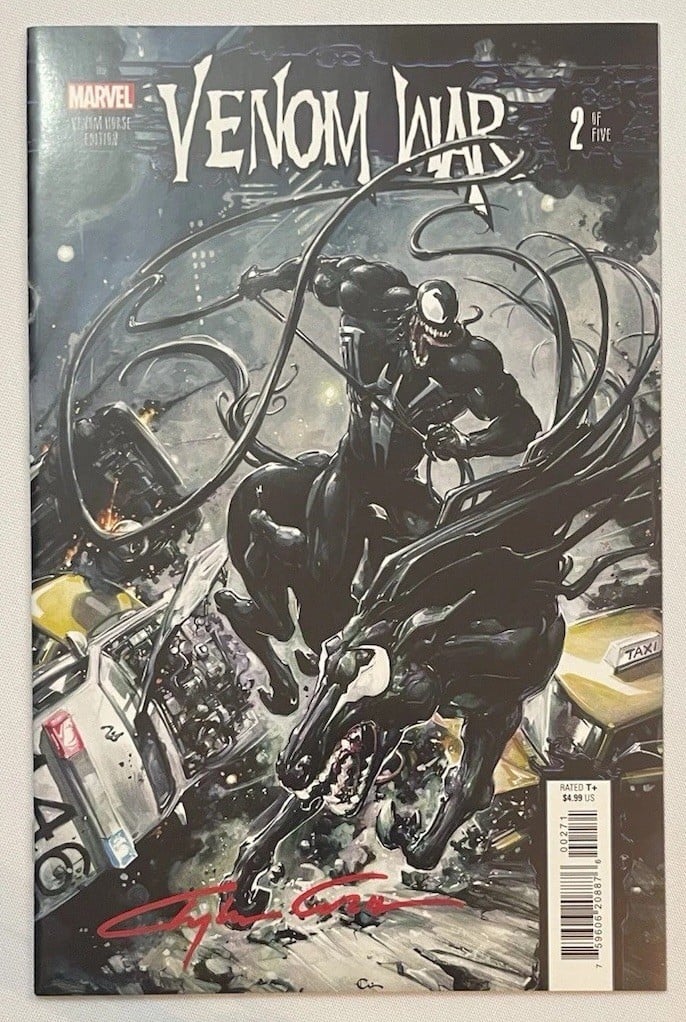 Venom War #2 Trade Artist variante Clayton Crain firmato COA QUASI NUOVO+