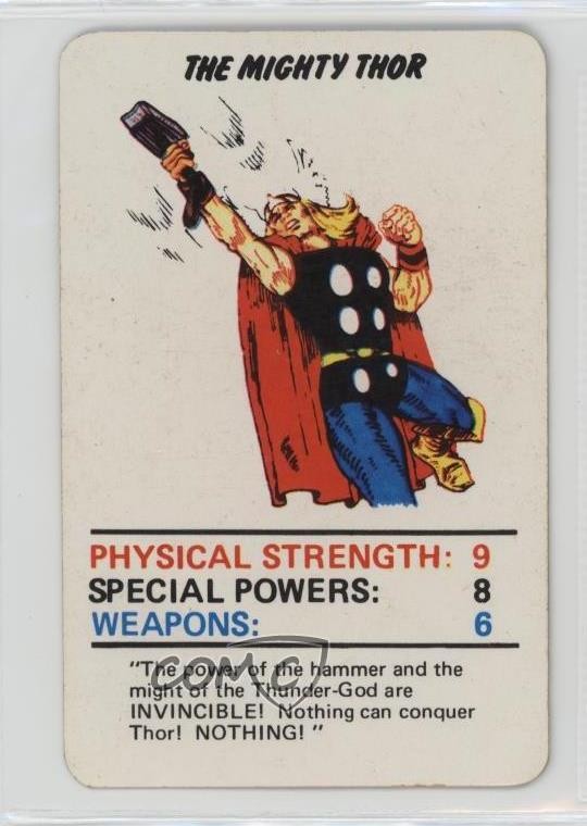 Gioco di Carte Marvel Super Heroes 1977 Il Potente Thor 0ep9