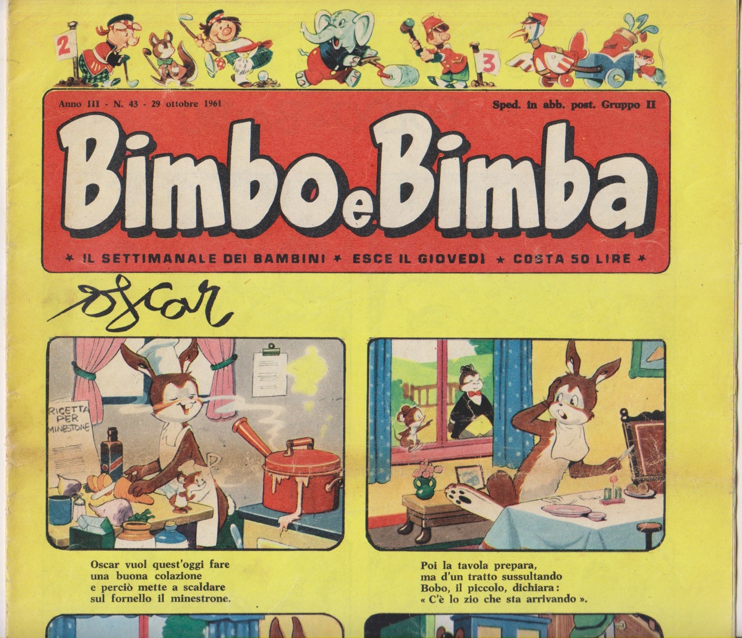 BIMBO E BIMBA 5 giornalini per ragazzi Agosto 1961 