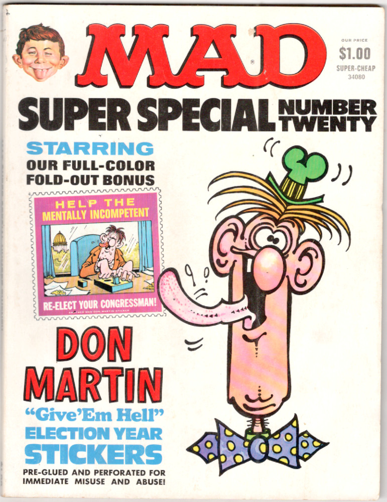 Mad Super Special #20 1976, Includes Bonus "Give 'Em Hell" Election Stickers 2.5