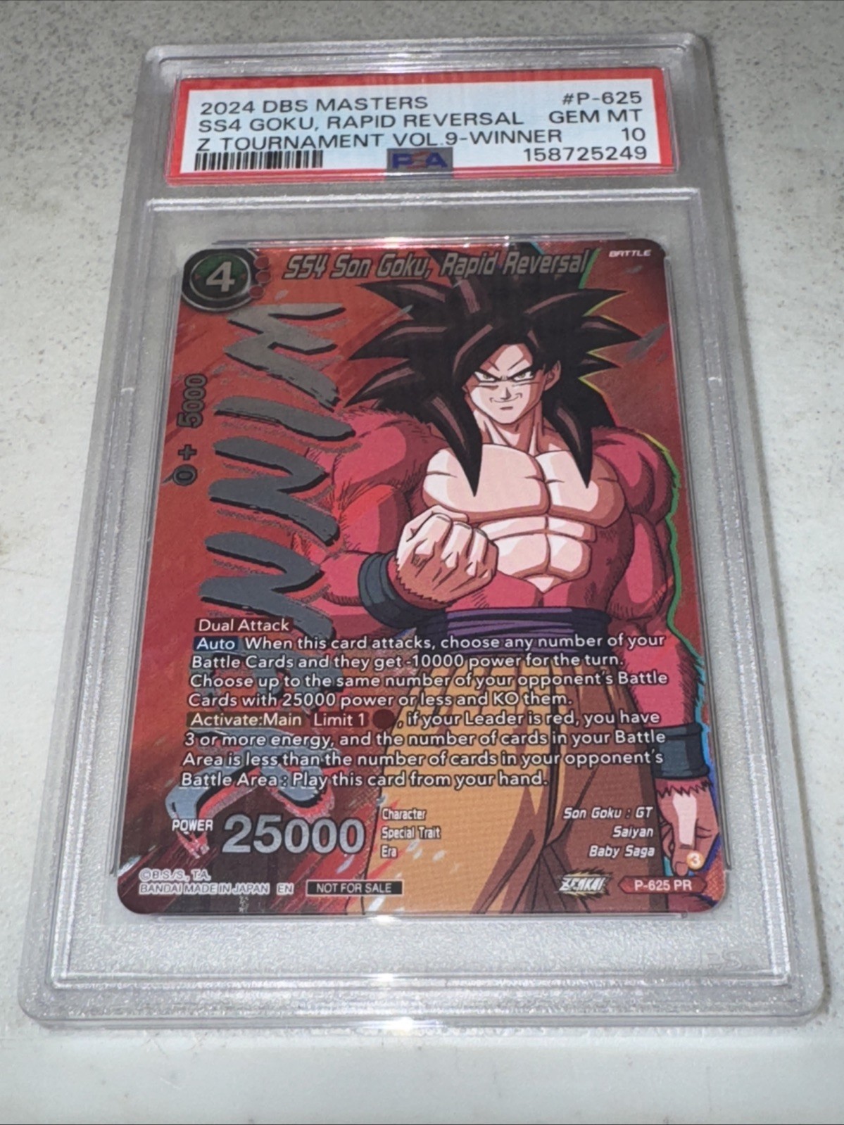 2024 DBS MASTERS Son GOKU VINCITORE INVERSIONE RAPIDA P-625 PSA 10