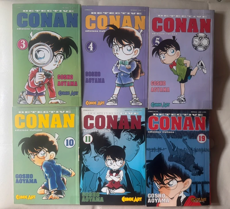 Lotto 6 Manga Detective Conan Vol. 3-4-5-10-11-19 (Prima Edizione Comic Art)