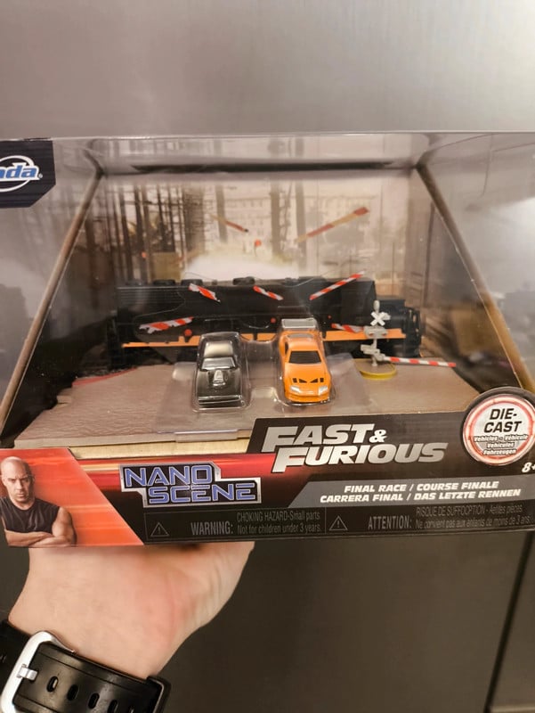 Diorama Fast and Furious, final race, Train, Supra, Charger, miniature, Nano scene, Jada toys