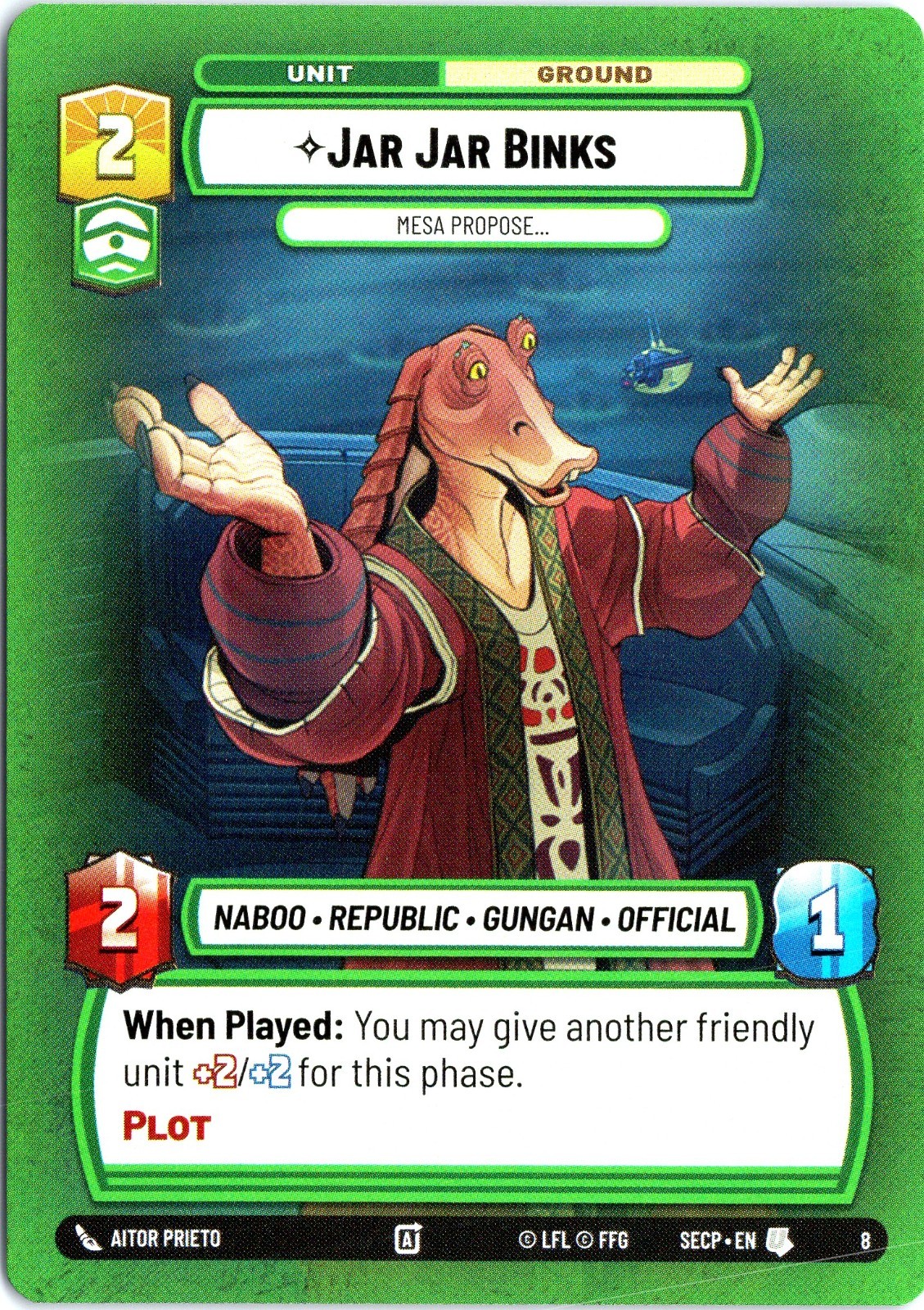 Jar Jar Binks #8 Star Wars Unlimited Spark of Rebellion SECP Rare Card