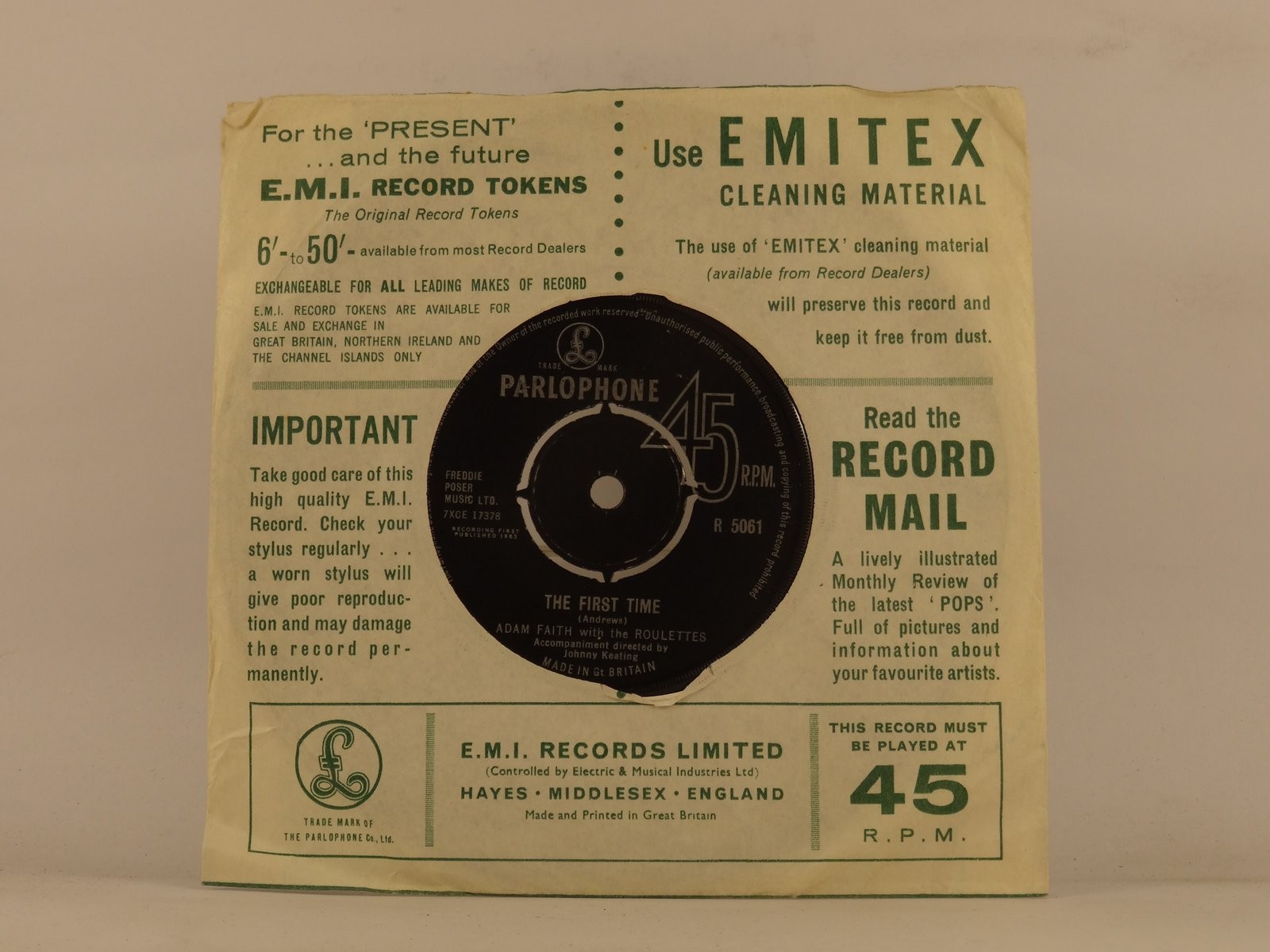ADAM FAITH THIS IS IT/WHO AM I (128) 2 Track 7" Single including Company Sleeve 