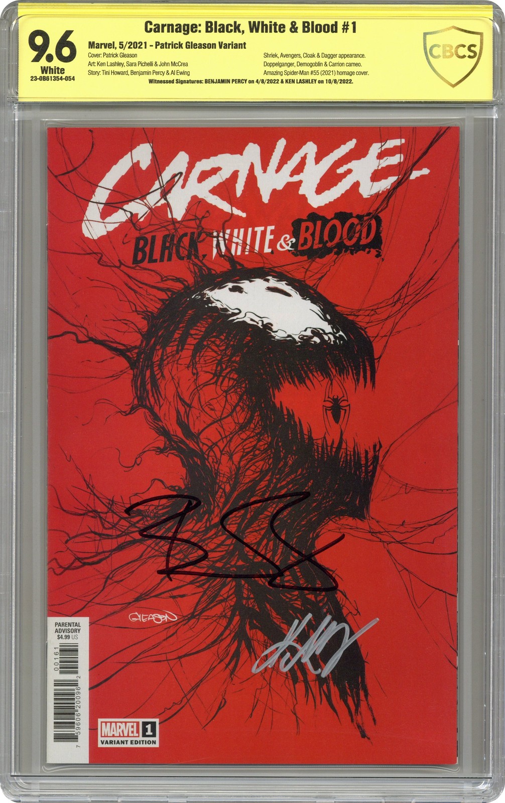 Carnage Black, White and Blood 1F Gleason CBCS 9.6 Testimone Sig 2021