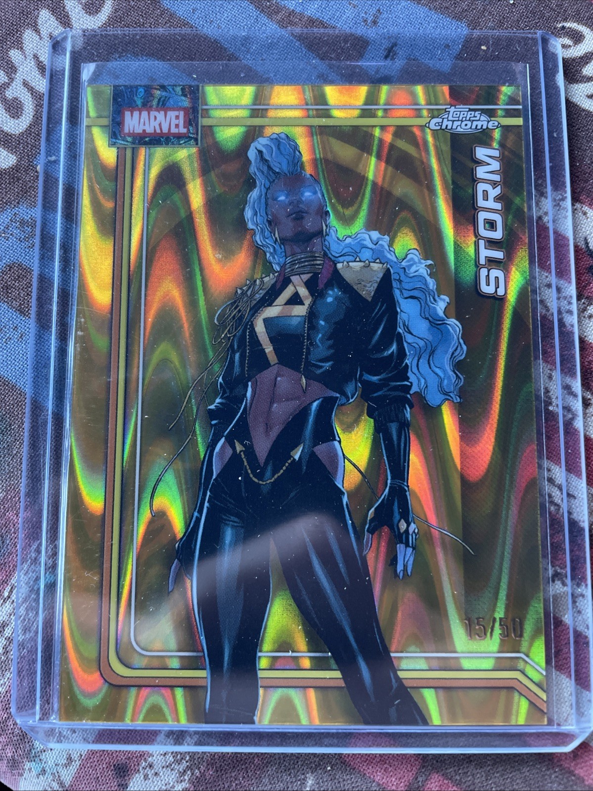 2026 Topps Chrome Marvel STORM GOLD WAVE REFRACTOR # 15/50 SSP RARE