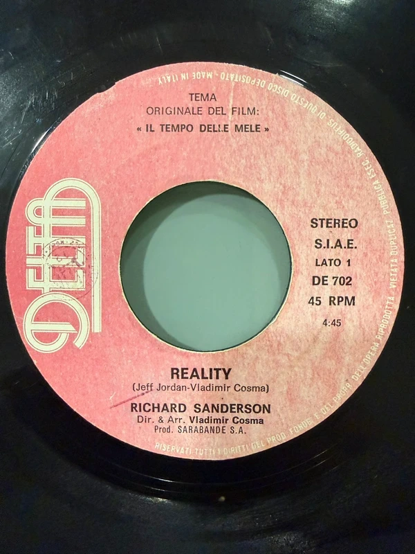 Vinile 45 Giri Richard Sanderson Reality Il Tempo Delle Mele Deltta 1980