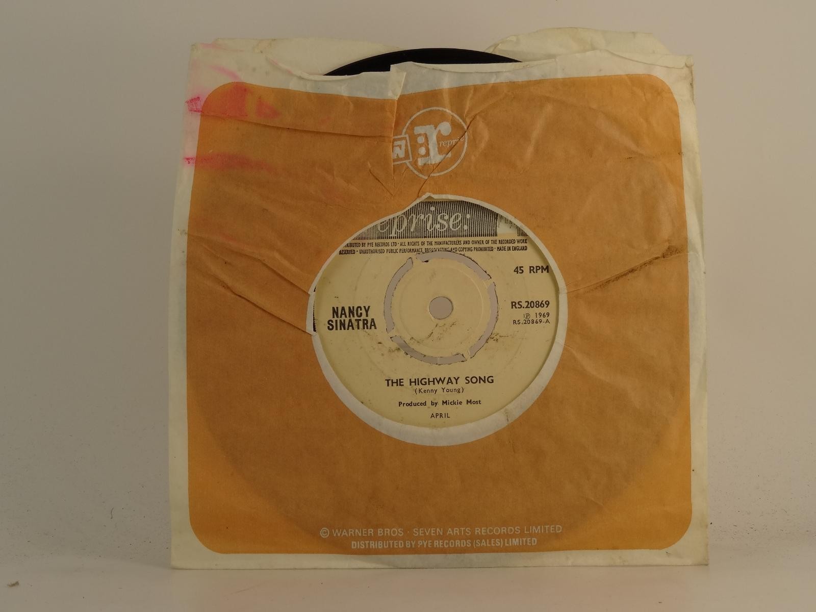 NANCY SINATRA THE HIGHWAY SONG (78) 2 Track 7" Single plus Company Sleeve REPRIS