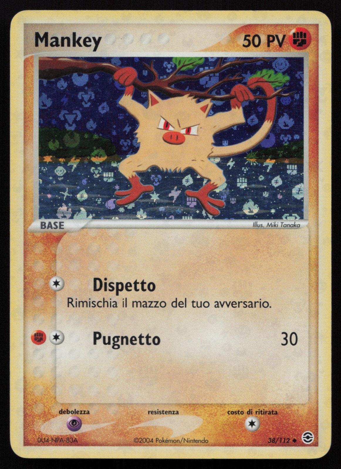 POKEMON MANKEY 38/112 EXCELLENT EX ROSSOFUOCO E VERDEFOGLIA REVERSE HOLO ITA