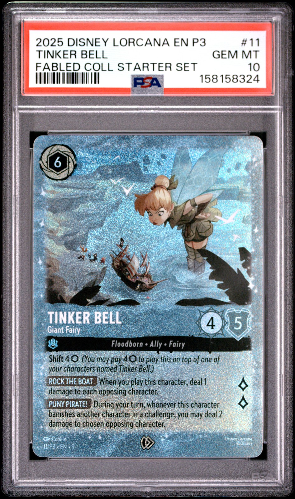2025 DISNEY LORCANA EN P3-PROMO #11 TINKER BELL - FATA GIGANTE PSA 10
