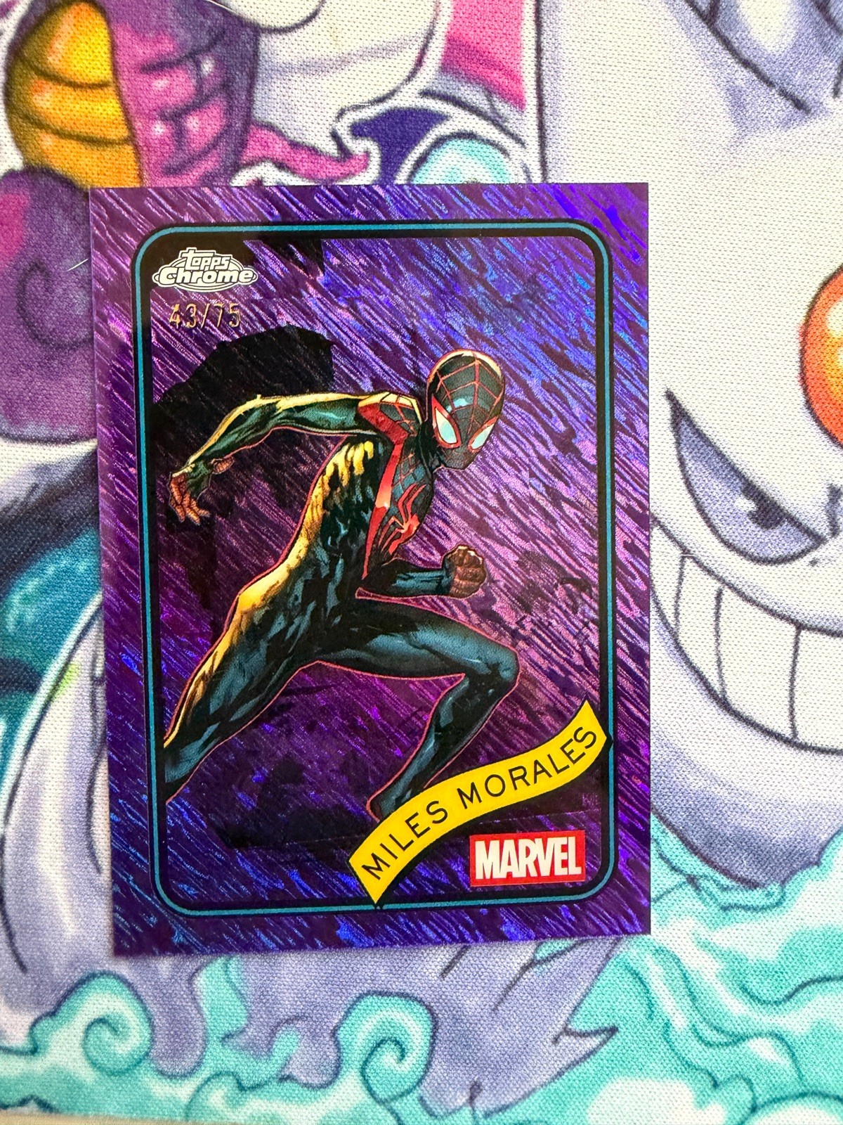 Topps Chrome Marvel 2025 Purple Shimmer Miles Morales 43/75 numbered